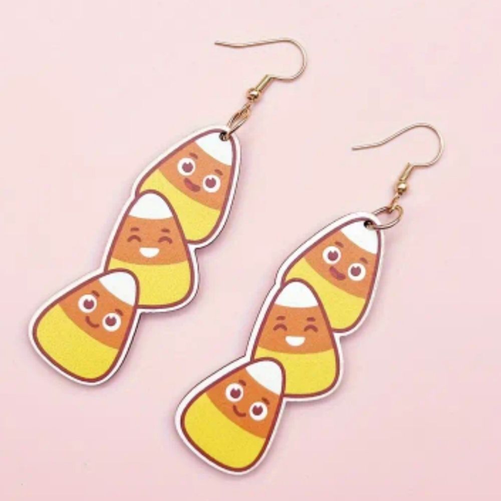 Candy Corn Long Hand crafted Dangle Earrings